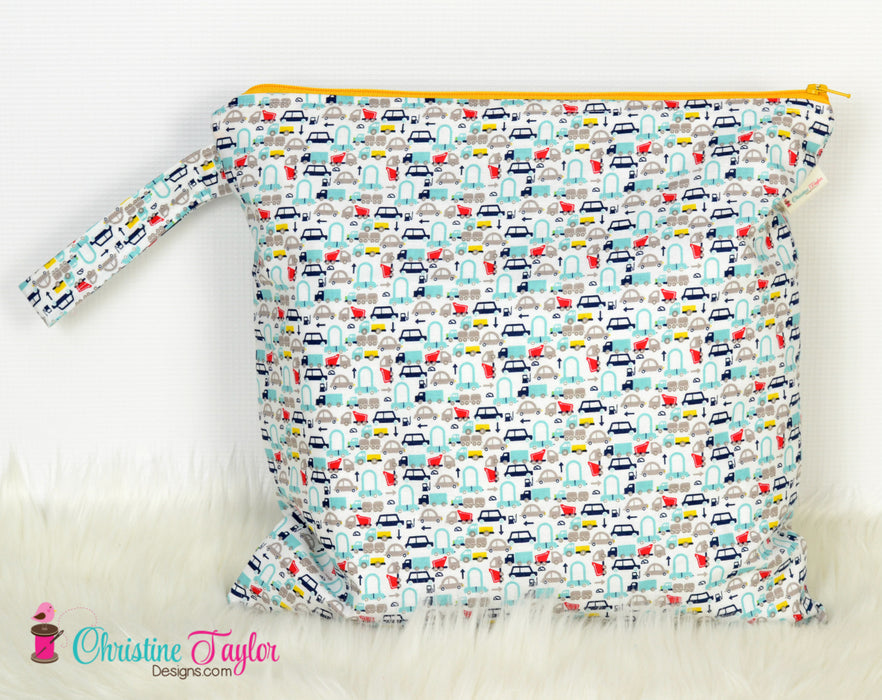 Ready Made MEDIUM SIZE Wet Bag - Blue Cars