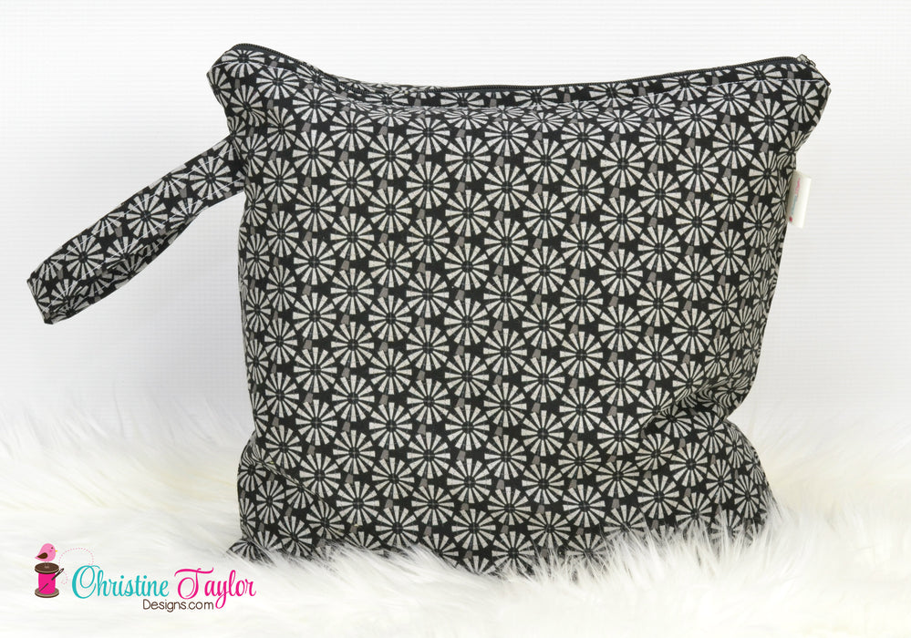 Ready Made MEDIUM SIZE Wet Bag - Black circles