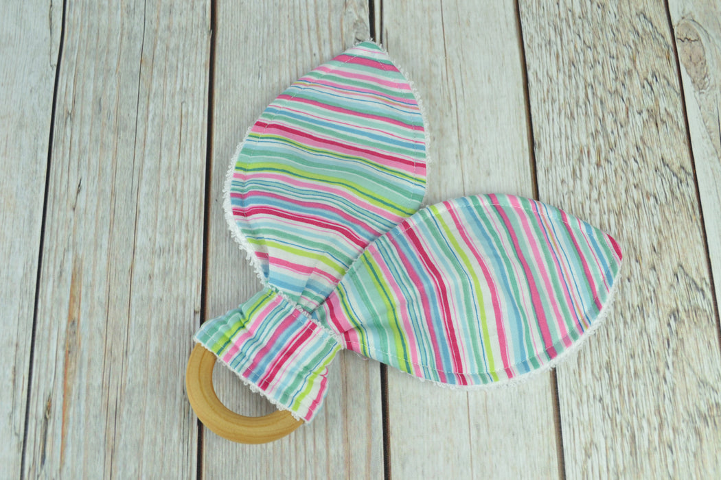 READY MADE Teething Ring - Pink Stripes