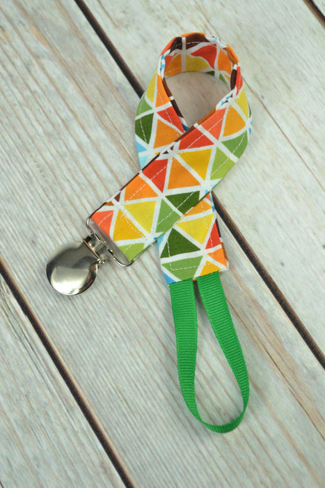 READY MADE Pacifier Clip - brown triangles