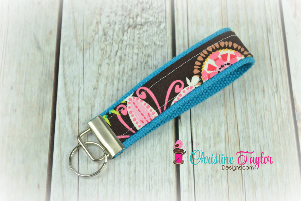 READY MADE Key Fob - Carnival Bloom on Blue - Christine Taylor Designs