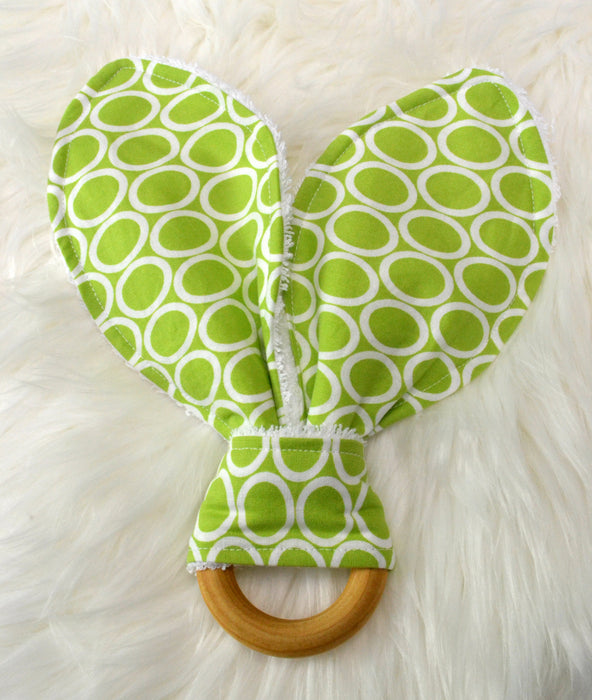 READY MADE Teething Ring - Lime circles