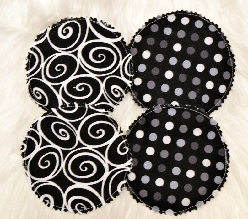 READY MADE - Reusable Nursing Pads - Black swirls and dots