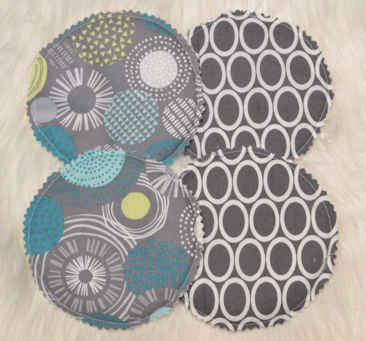READY MADE - Reusable Nursing Pads - Grey geometric and circles