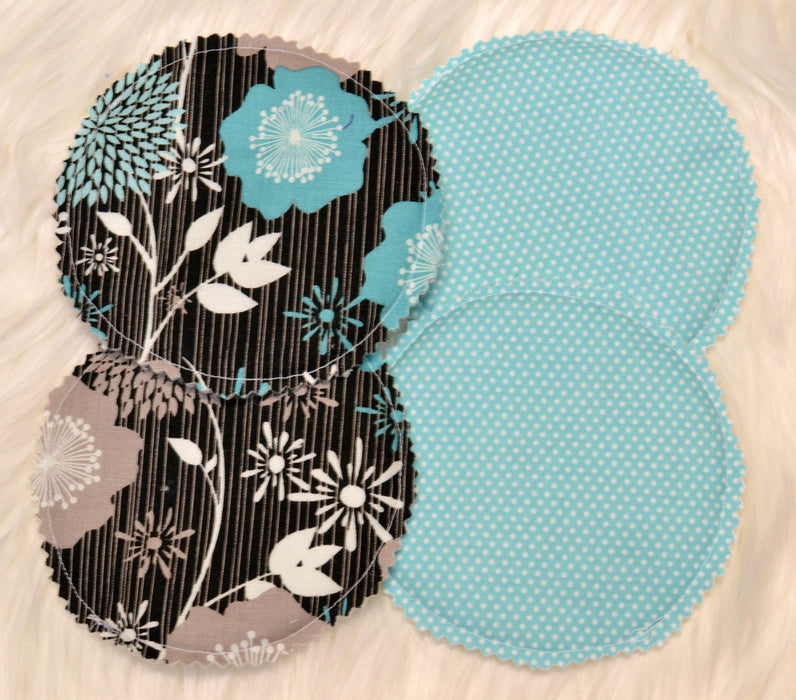 READY MADE - Reusable Nursing Pads - Light Blue/Floral