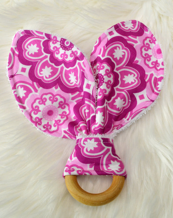 READY MADE Teething Ring - Pink geometric