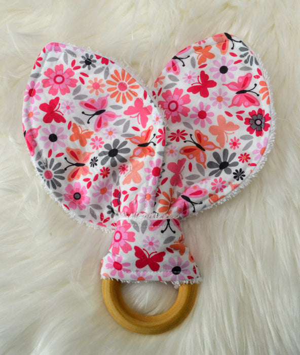 READY MADE Teething Ring - Pink floral