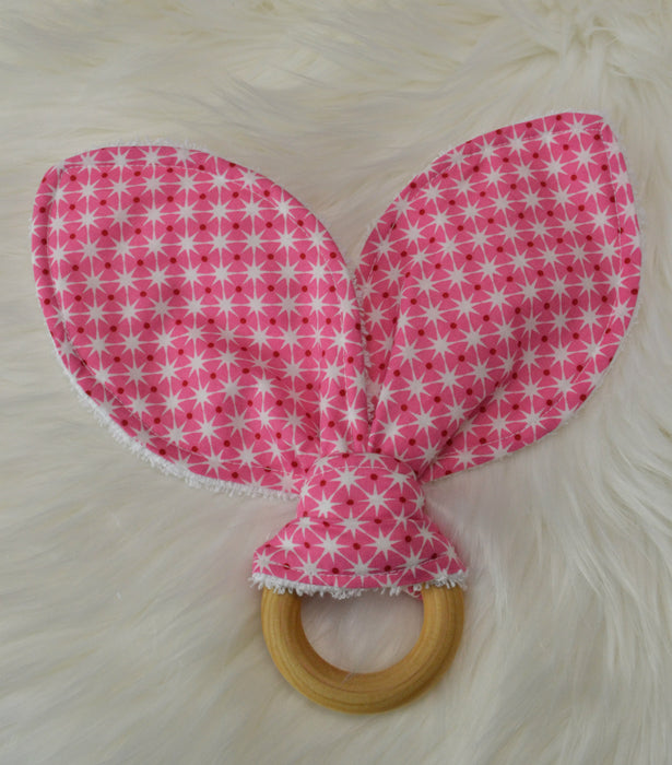 READY MADE Teething Ring - Pink Stars