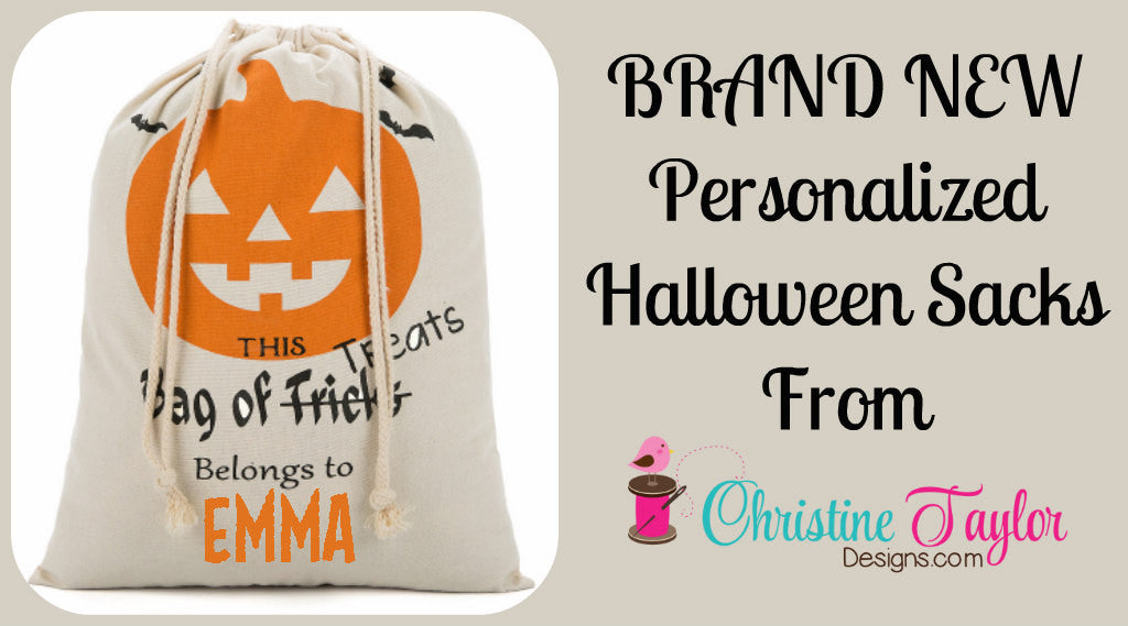 Personalized Halloween Sack - Pumpkin design - Christine Taylor Designs