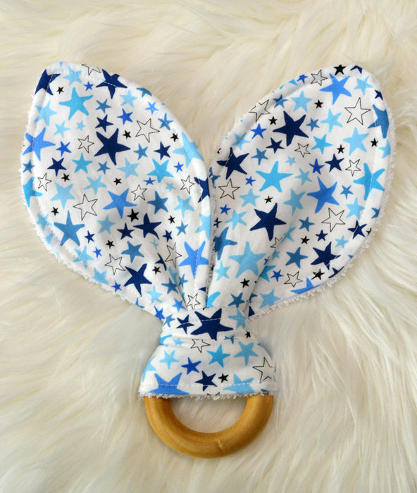 READY MADE Teething Ring - Blue Stars