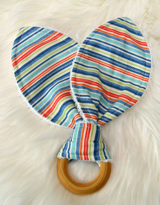 READY MADE Teething Ring - Blue orange stripes