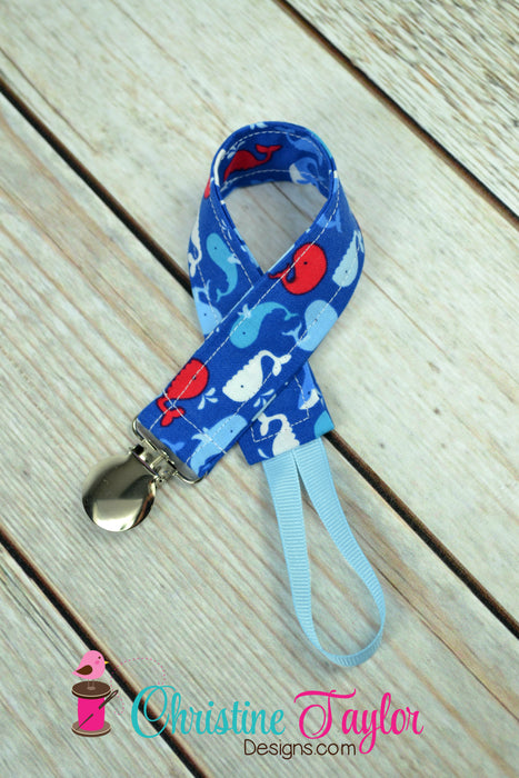READY MADE Pacifier Clip - Whales pacifier clip