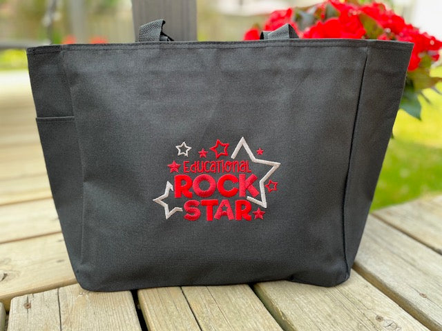 READY MADE Teacher Tote Bag - EDUCATIONAL ROCK STAR