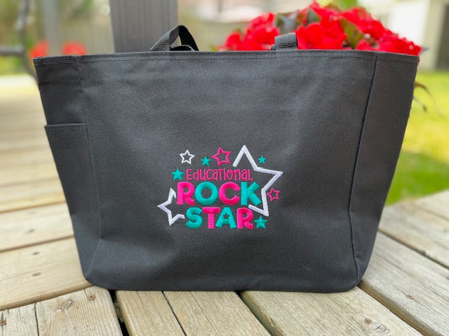 READY MADE Teacher Tote Bag - EDUCATIONAL ROCK STAR