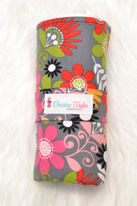 READY MADE - Travel Diaper Change Pad - Grey Floral