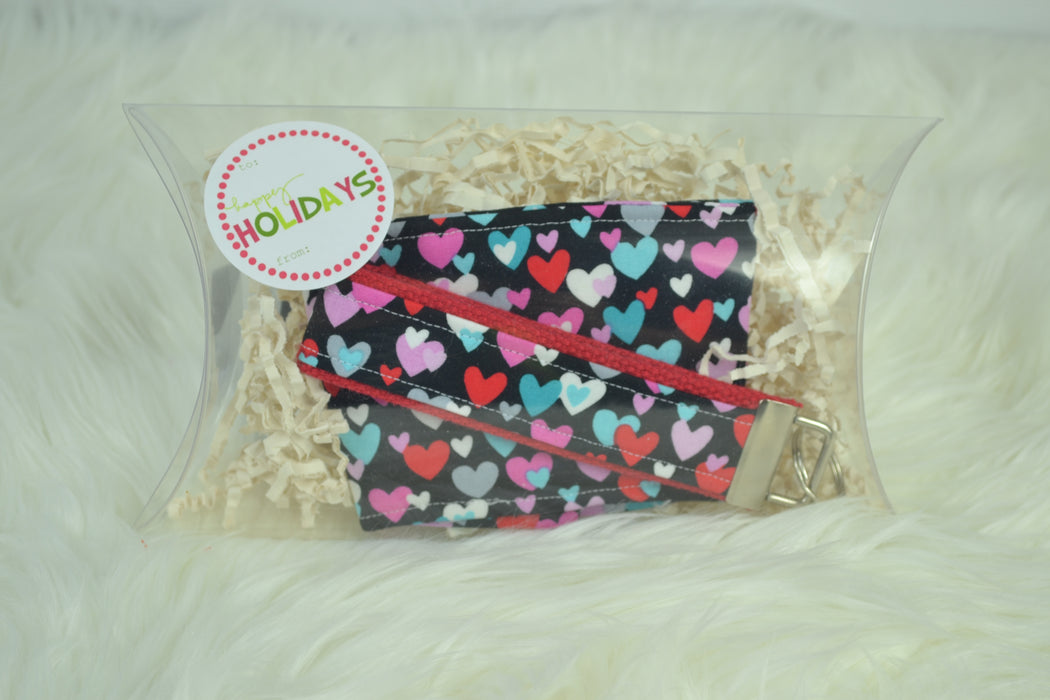 READY MADE Coffee Cozy/Key fob gift set - hearts