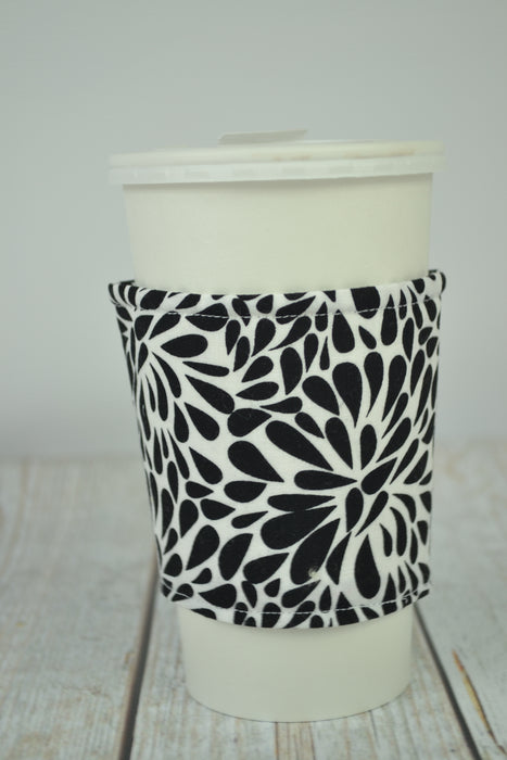 READY MADE Coffee Cozy - black and white swirls - Christine Taylor Designs