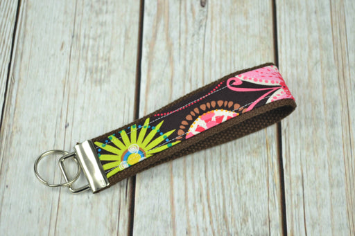 READY MADE Key Fob - Carnival Bloom on Brown - Christine Taylor Designs