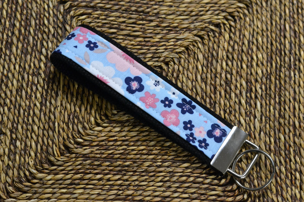 READY MADE Key Fob - blue tiny flowers