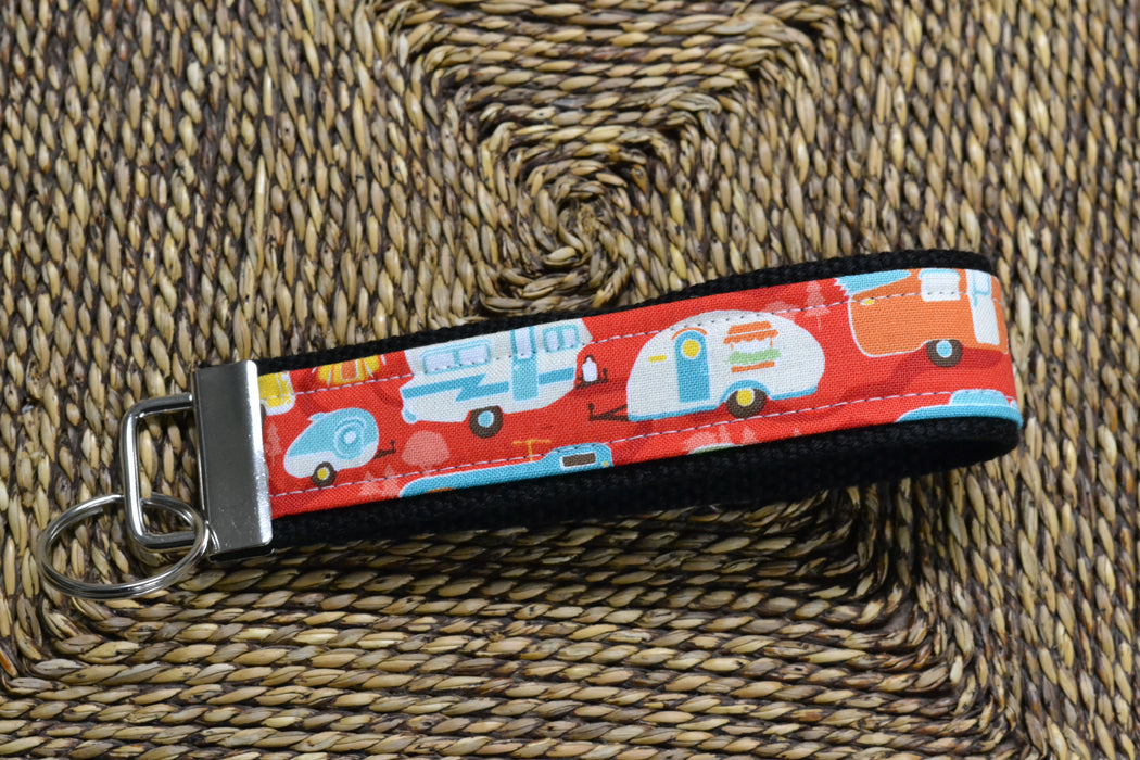 READY MADE Key Fob - Camper on red