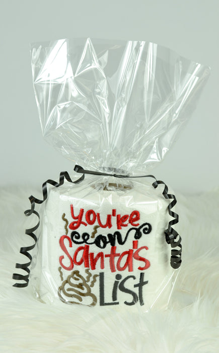 Embroidered Toilet Paper - "You're on Santa's list"