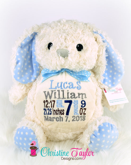 White Bunny with Blue accents - Clearance