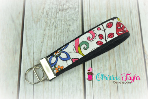 READY MADE Key Fob - Floral on White 2 - Christine Taylor Designs