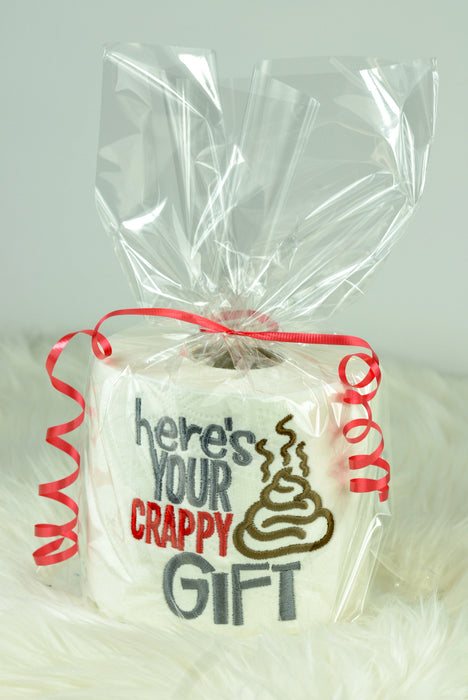 Embroidered Toilet Paper - "Here's your crappy gift"