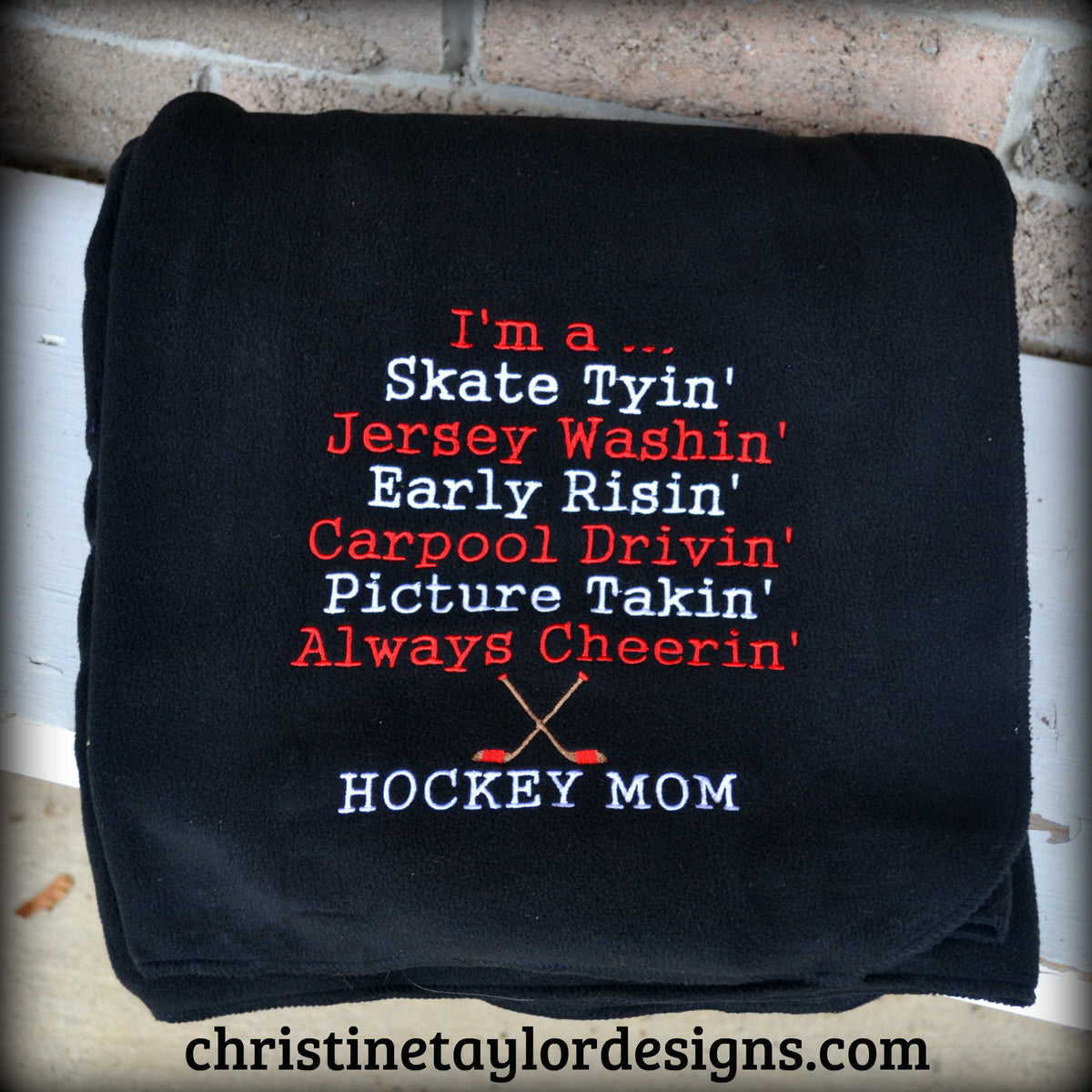 Hockey Mom Fleece Blanket Hockey Mom Design Christine Taylor Designs