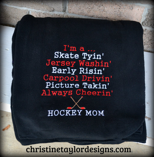 Hockey Mom Fleece Blanket - Hockey Mom Design - Christine Taylor Designs