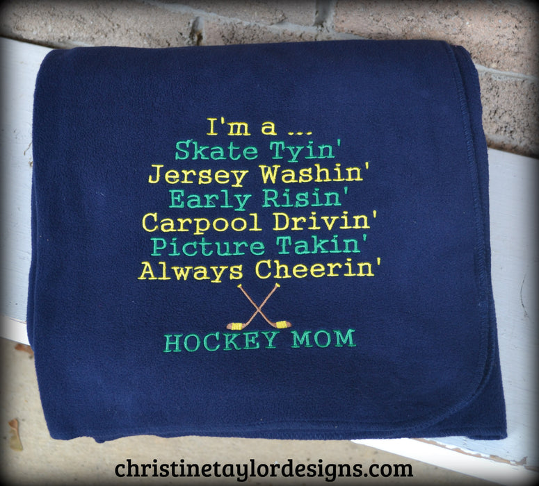 Hockey Mom Fleece Blanket - Hockey Mom Design - Christine Taylor Designs