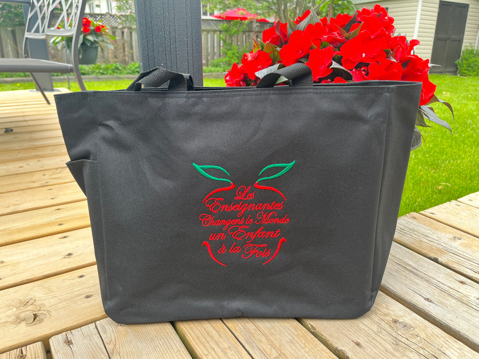 READY MADE Teacher Tote Bag - FRENCH APPLE DESIGN