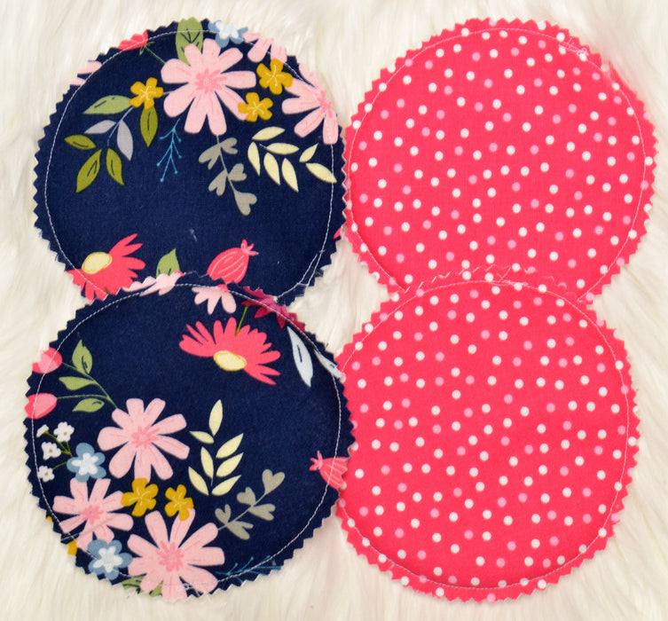 READY MADE - Reusable Nursing Pads - Pink dot and floral