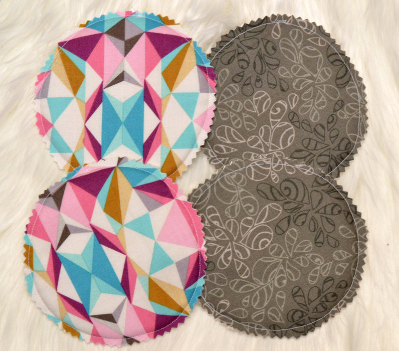 READY MADE - Reusable Nursing Pads - triangles and vines