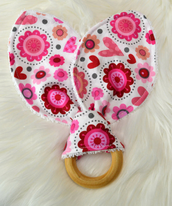 READY MADE Teething Ring - Floral Fabric