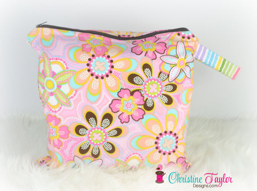 Ready Made MEDIUM SIZE Wet Bag - Boho Floral Pinks - Christine Taylor Designs