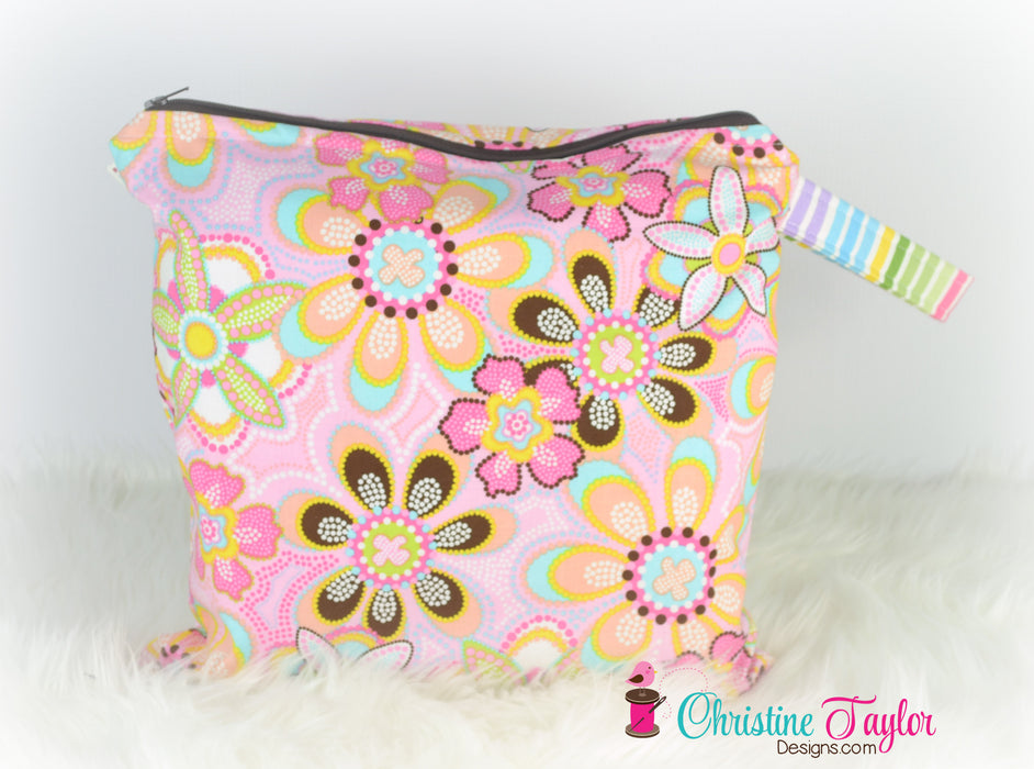 Ready Made MEDIUM SIZE Wet Bag - Boho Floral Pinks - Christine Taylor Designs