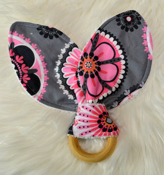 READY MADE Teething Ring - Pink and Grey