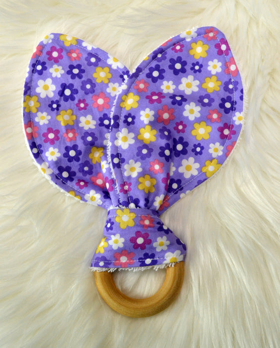 READY MADE Teething Ring - Tiny Purple Flowers