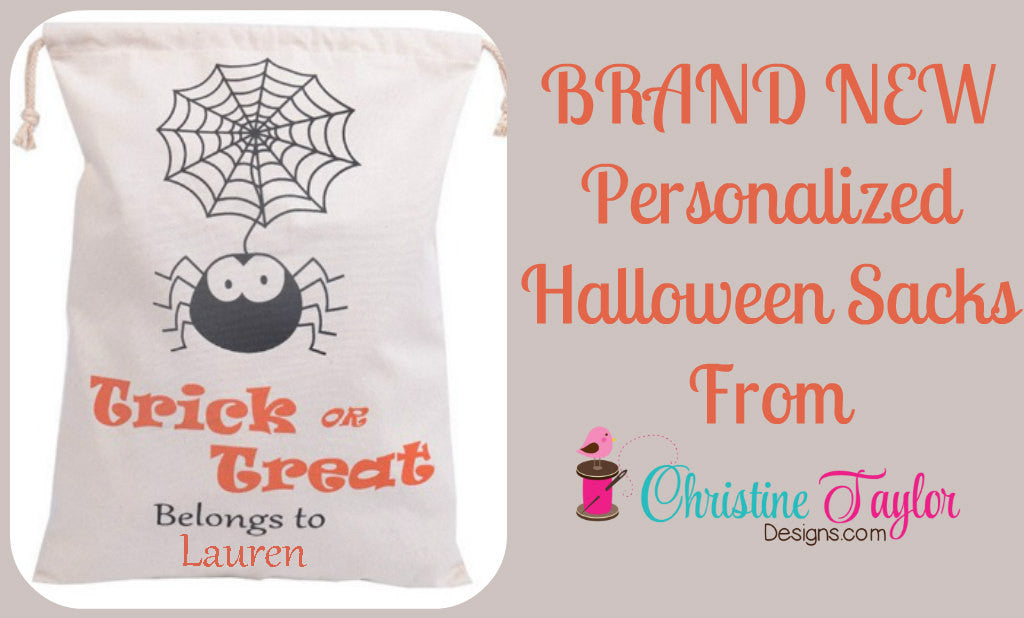 Personalized Halloween Sack - Spider Design - Christine Taylor Designs