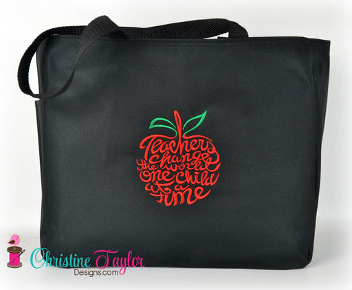 READY MADE Teacher Tote Bag - APPLE DESIGN - Christine Taylor Designs