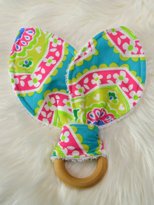 READY MADE Teething Ring - Pink and Lime