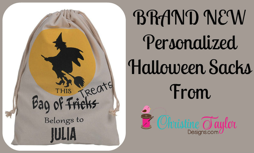 Personalized Halloween Sack - Witch design - Christine Taylor Designs